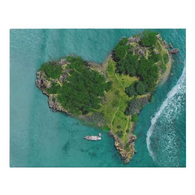 Heart Shaped Tropical Island Canvas Wall Art (Front)