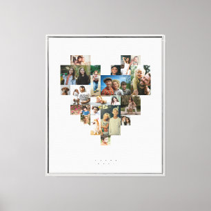 Heart Shaped Twenty Photo Mosaic Canvas Print