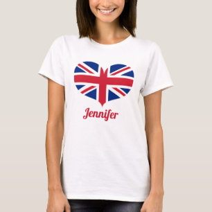 Heart Shaped UK Flag Personalized T-Shirt