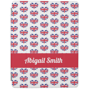 Heart Shaped UK Flag / Union Jack Personalized iPad Smart Cover