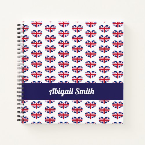 Heart Shaped UK Flag  Union Jack Personalized Notebook