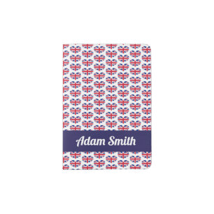 Heart Shaped UK Flag / Union Jack Personalized Passport Holder