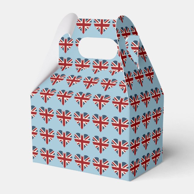 Heart Shaped Union Jack Flag Favor Boxes (Front Side)