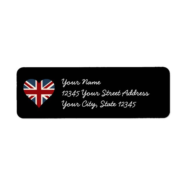 Heart Shaped Union Jack Flag Label (Front)