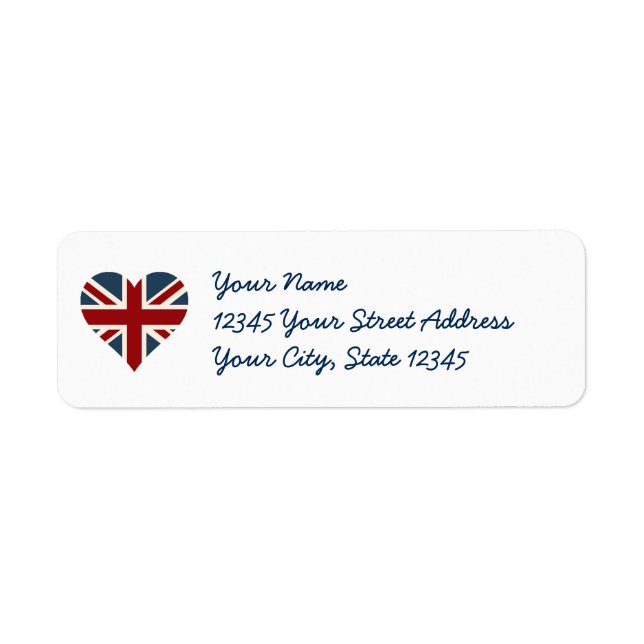 Heart Shaped Union Jack Flag Label (Front)