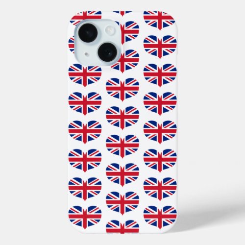 Heart Shaped United Kingdom Flag  Union Jack iPhone 15 Case