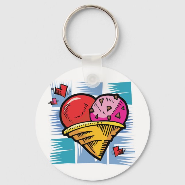 Heart Shaped V Day Ice Cream Keychain (Front)
