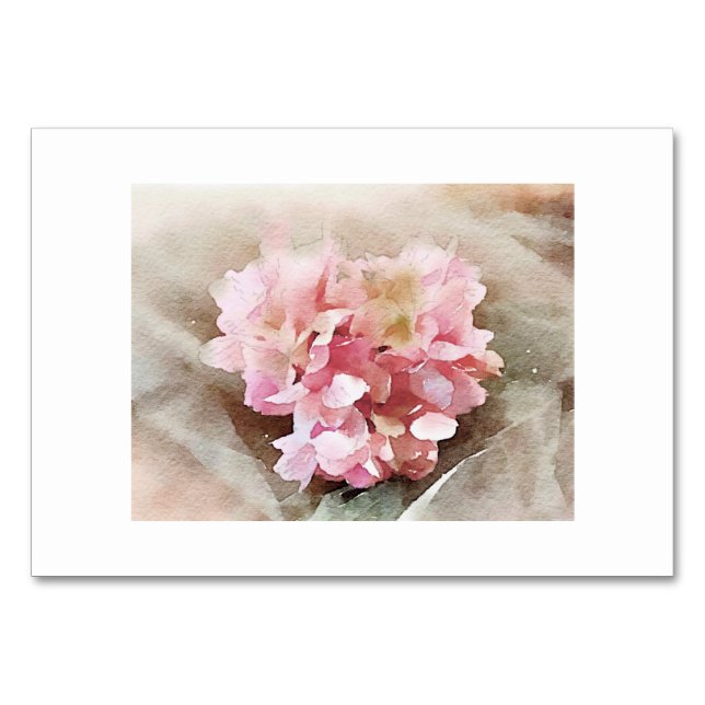 Heart Shaped Vintage Hydrangea Table Number (Front)