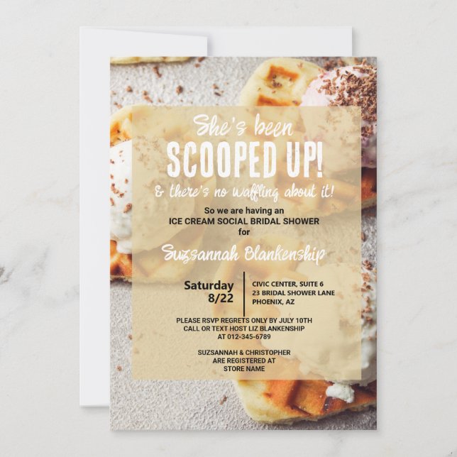 Heart Shaped Waffle Ice Cream Scoop Bridal Shower Invitation (Front)