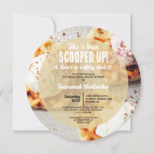 Heart Shaped Waffle Scooped Ice Cream Round Shower Invitation
