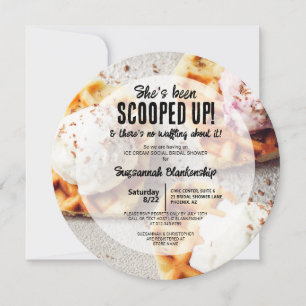Heart Shaped Waffle Scooped Ice Cream Round Shower Invitation