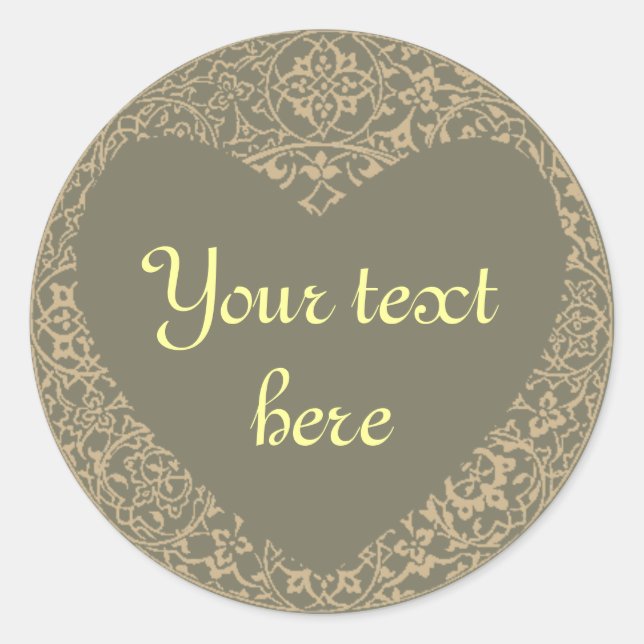 Heart Shaped Warm Gray Customizable Sticker (Front)