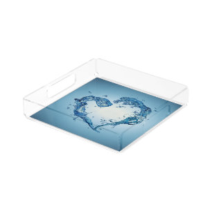 Heart-Shaped Water Splashes Acrylic Tray