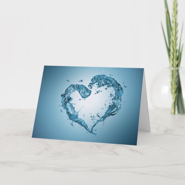 Heart-Shaped Water Splashes Card (Front)
