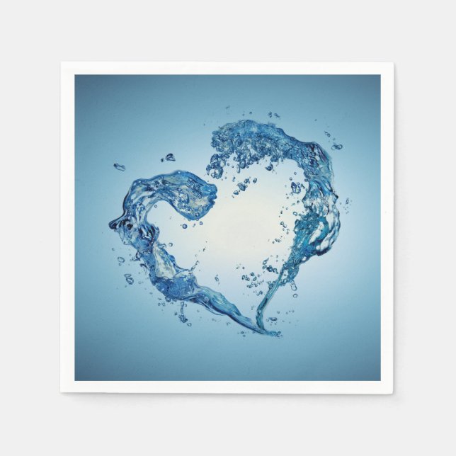 Heart-Shaped Water Splashes Paper Napkins (Front)