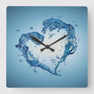 Heart-Shaped Water Splashes Square Wall Clock