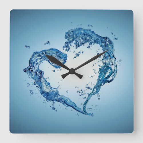 Heart_Shaped Water Splashes Square Wall Clock