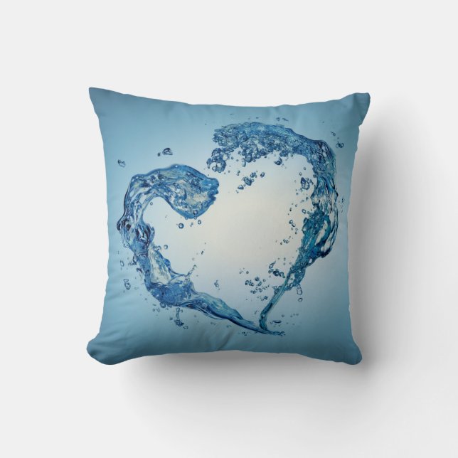 Heart-Shaped Water Splashes Throw Pillow (Front)