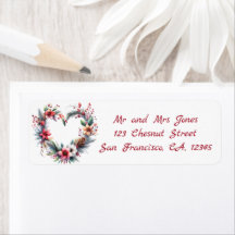 Heart-shaped Watercolor Floral Wreath - Christmas