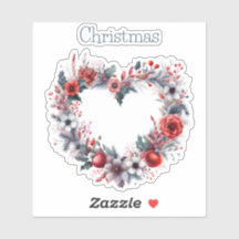 Heart-shaped Watercolor Floral Wreath - Christmas