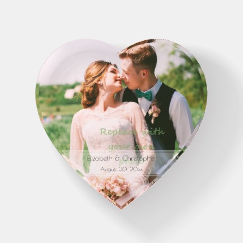 Heart Shaped Wedding Couple with Wedding Date Paperweight