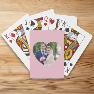 Heart Shaped Wedding Photo Pink Poker Cards