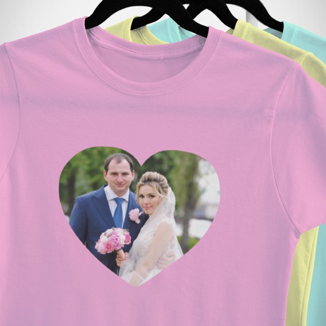 Heart Shaped Wedding Photo T-Shirt (Create your own heart shaped photo tee.)