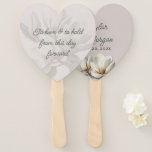 Heart-shaped Wedding Saying Magnolia Flowers Hand Fan