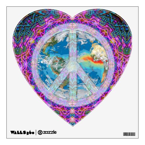 Heart Shaped World Peace Mandala Wall Decal