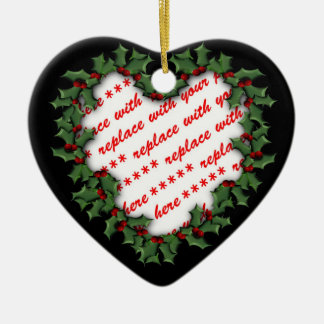 Heart Shaped Wreath Christmas Photo Frame Ceramic Ornament