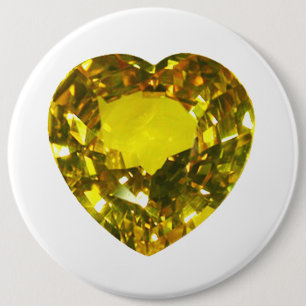 Heart-Shaped Yellow Gemstone Citrine Button