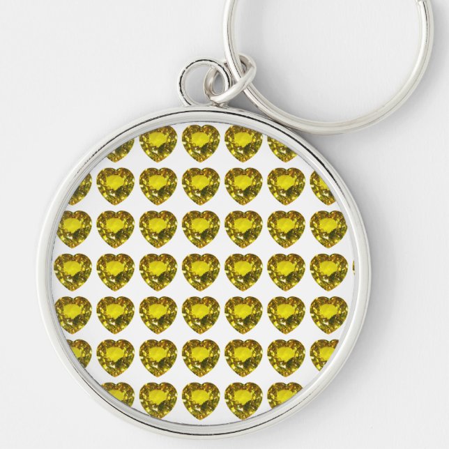 Heart-Shaped Yellow Gemstone Citrine Keychain (Front)