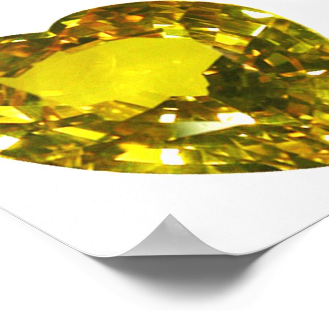 Heart-Shaped Yellow Gemstone Citrine Poster (Corner)