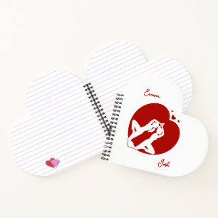 Heart-Shaped Yoga Couple Personalized Notebook