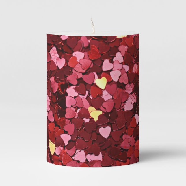 Heart Shapes Texture-20622 Pillar Candle (Front)