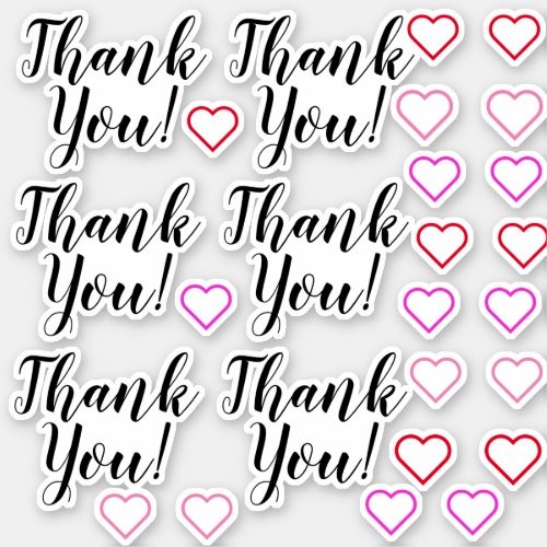 Heart Shapes  Thank You Stickers