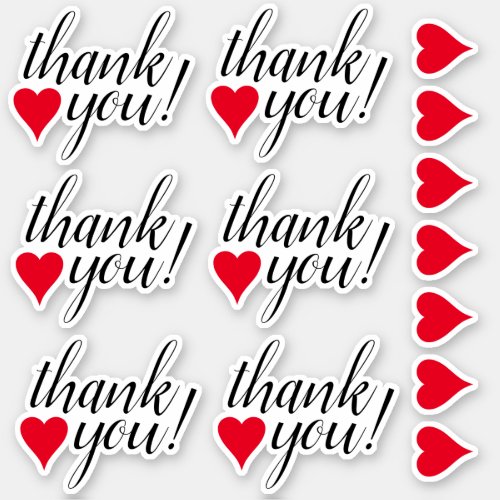Heart Shapes  Thankful thank you Stickers