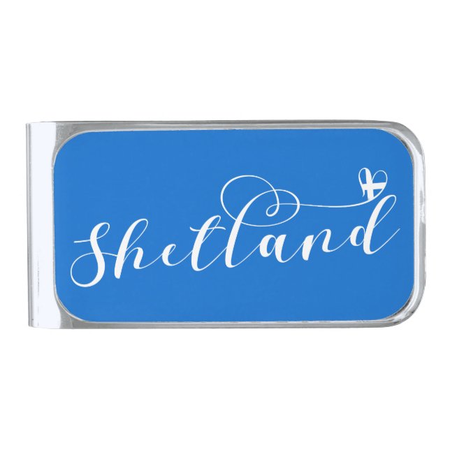 Heart Shetland Flag, Shetland Islands Silver Finish Money Clip (Front)