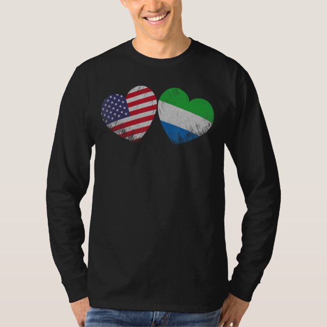 Heart Sierra Leonean American Flag Patriotic Famil T-Shirt (Front)