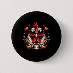 Heart Sign Hand Chicken Kids Mens Womens Chicken V Button