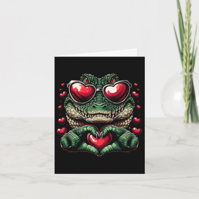 Heart Sign Hand Crocodile Mens Womens Crocodile Va Card (Front)