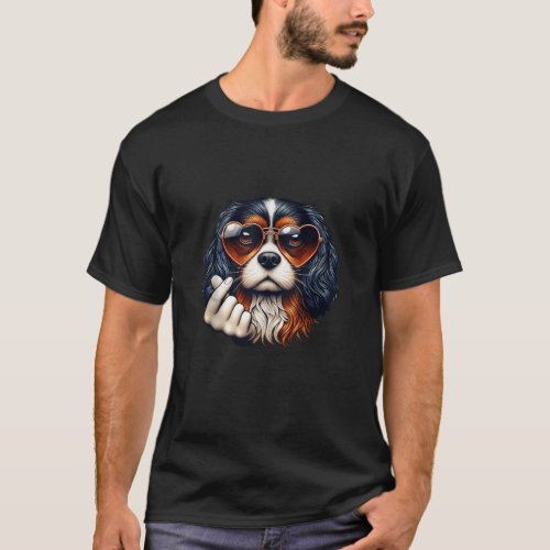 Heart Sign Hand Dog Cavalier King Charles Spaniel  T_Shirt