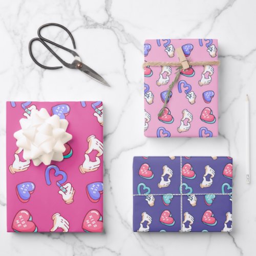 Heart Sign Love Doodle Cute Valentines Day Wrapping Paper Sheets