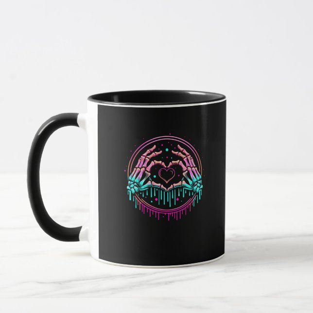 Heart Sign Skeleton Hand - Spooky Skeleton Hallowe Mug (Left)