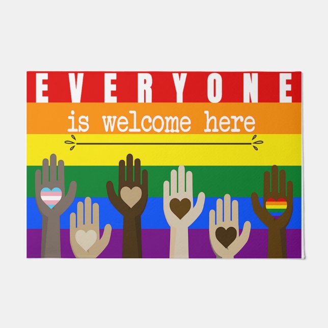 Heart Signs Decor Doormat, Lovely Welcome  Doormat (Front)