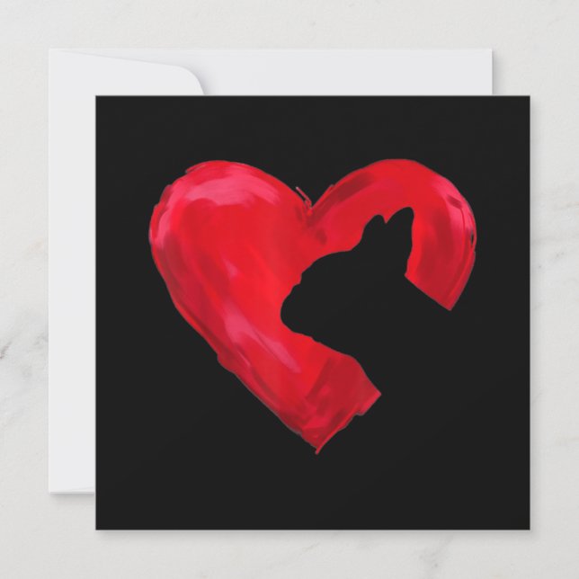 Heart Silhouette Valentines Day French Bulldog Gif Holiday Card (Front)