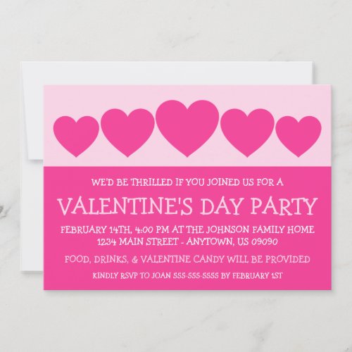 Heart Silhouette Valetines Day Hot Pink Invitation