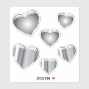 Heart Silver Chrome Vinyl Sticker