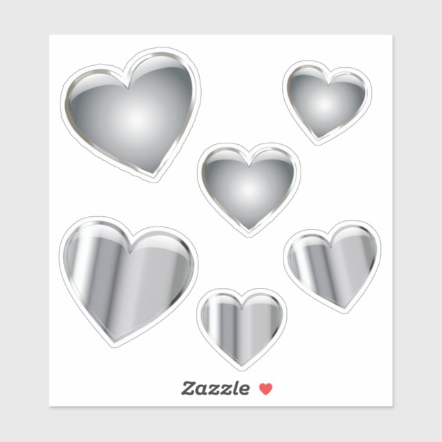Heart Silver Chrome Vinyl Sticker (Sheet)