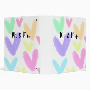 Heart simple minimal text style wedding Mr & mrs c 3 Ring Binder